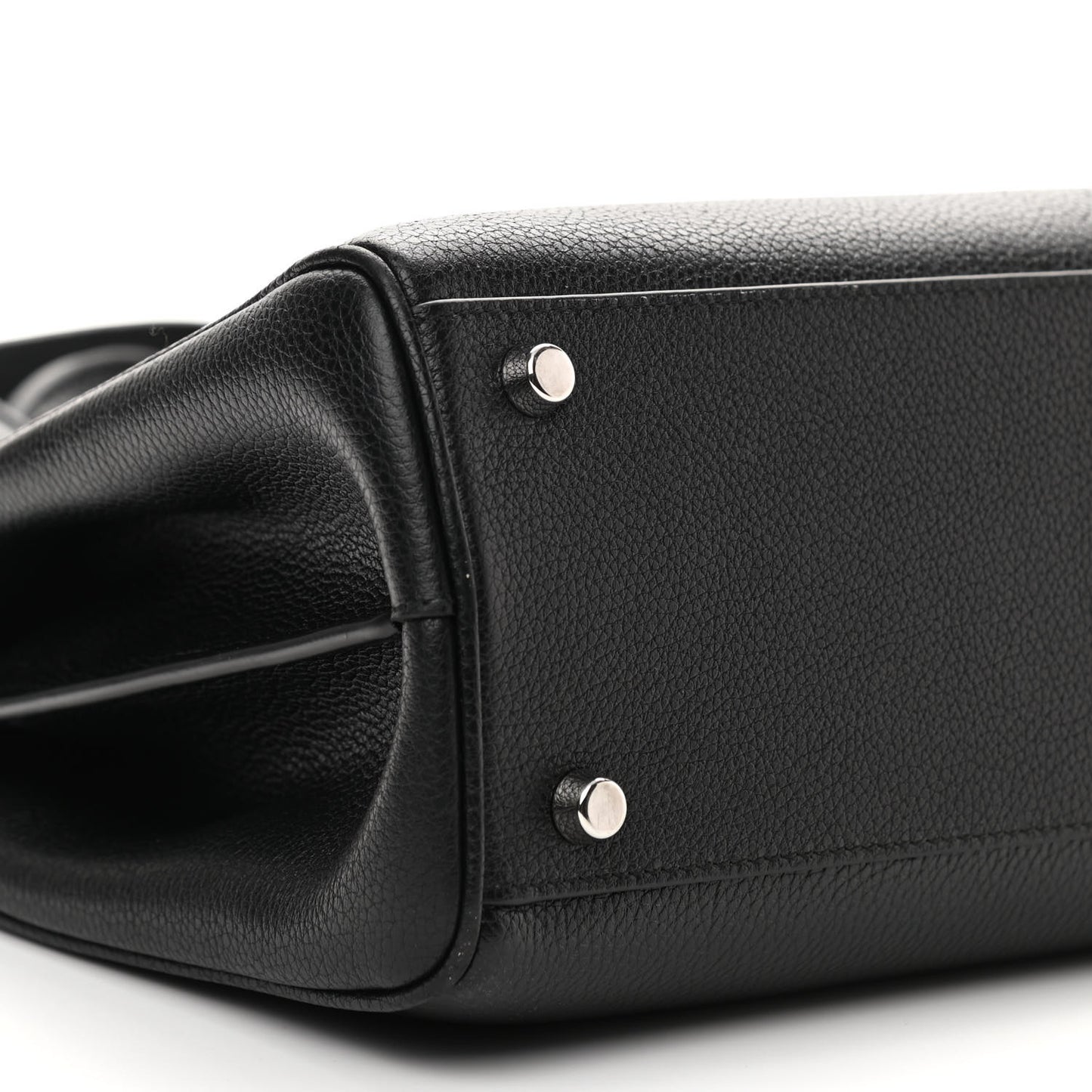 Grainy Calfskin Small Zumi Top Handle Bag Black