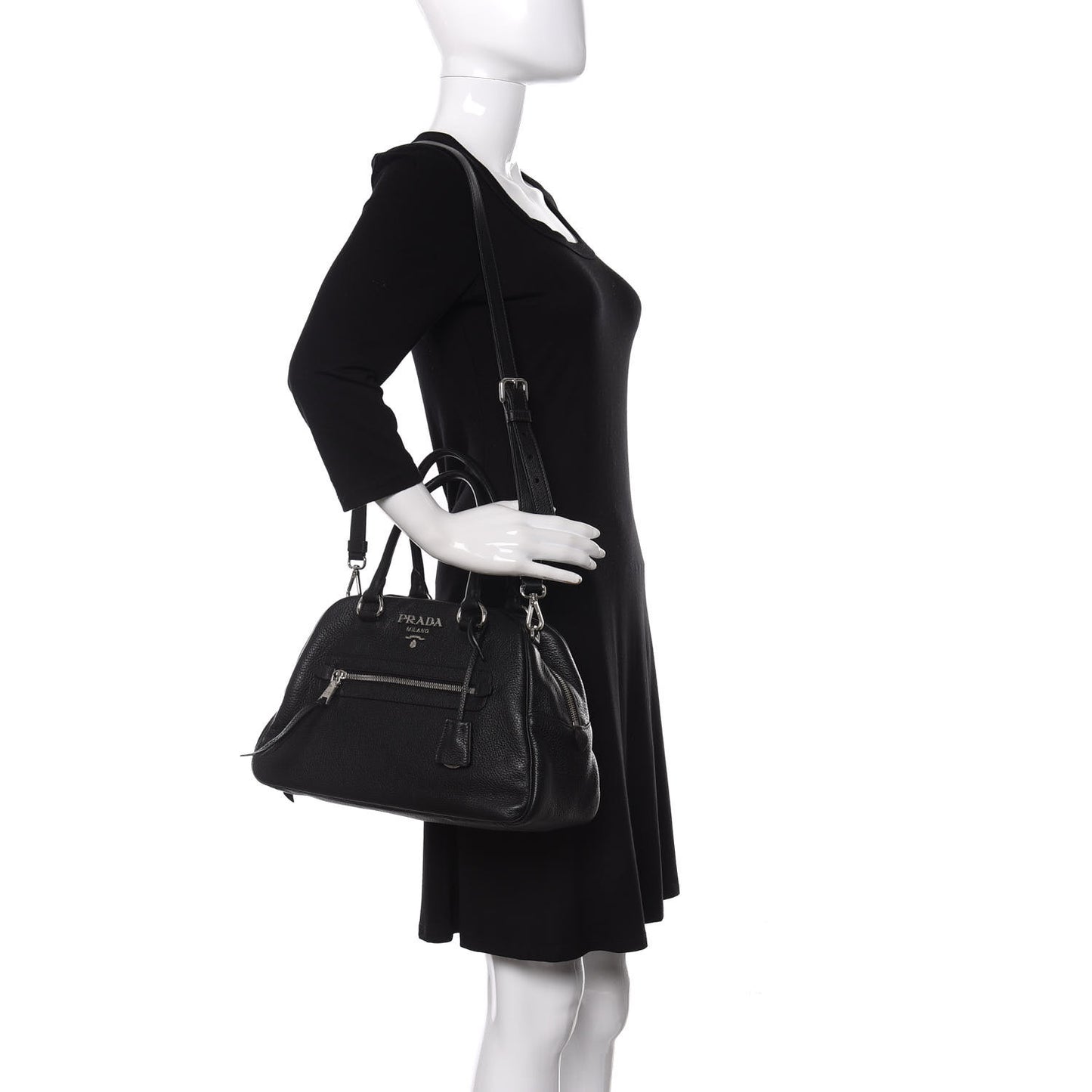 Vitello Daino Dome Satchel Black