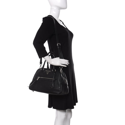 Prada Vitello Daino Dome Satchel Black 2 of 14