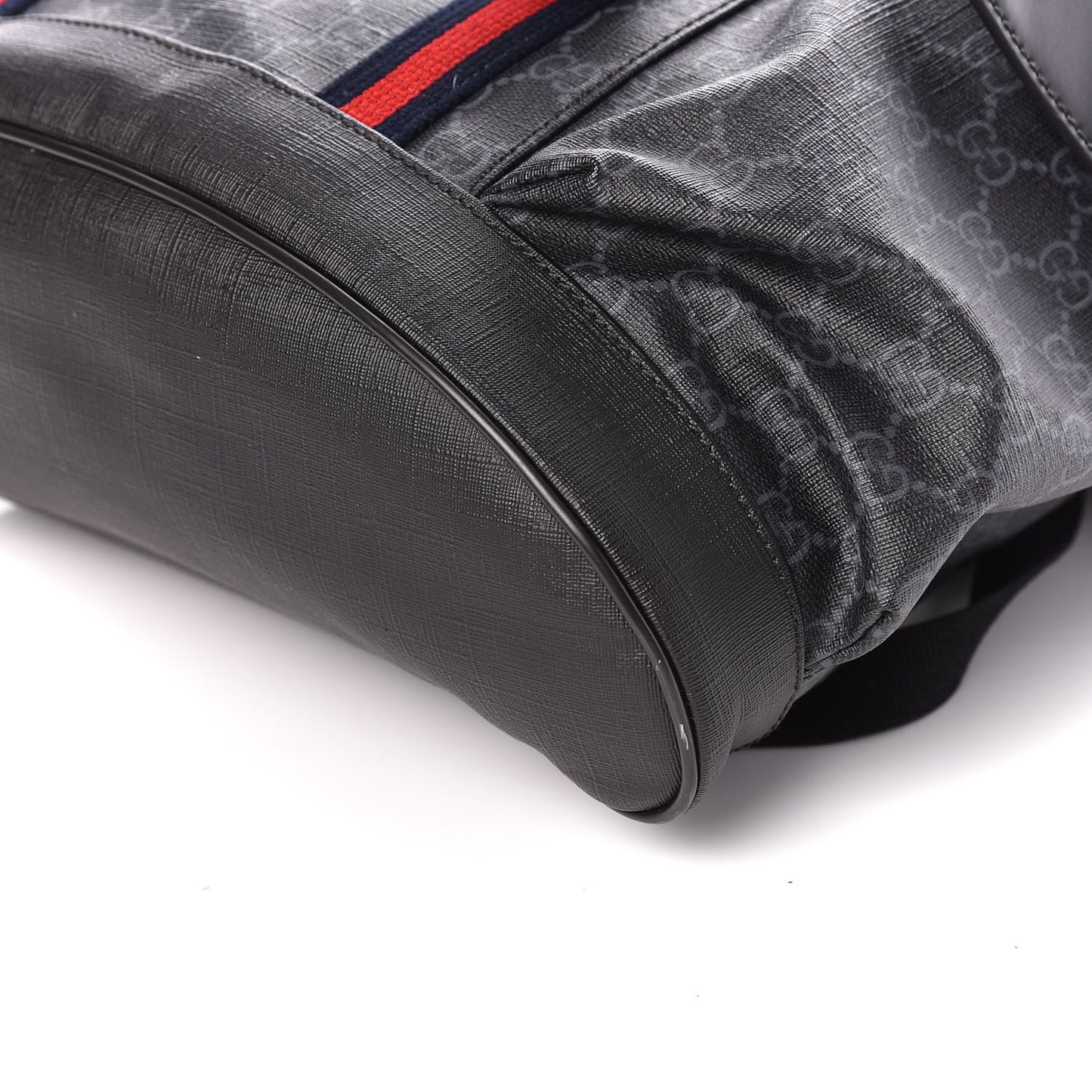 Soft GG Supreme Monogram Appia Calfskin Web Double Buckle Backpack Black