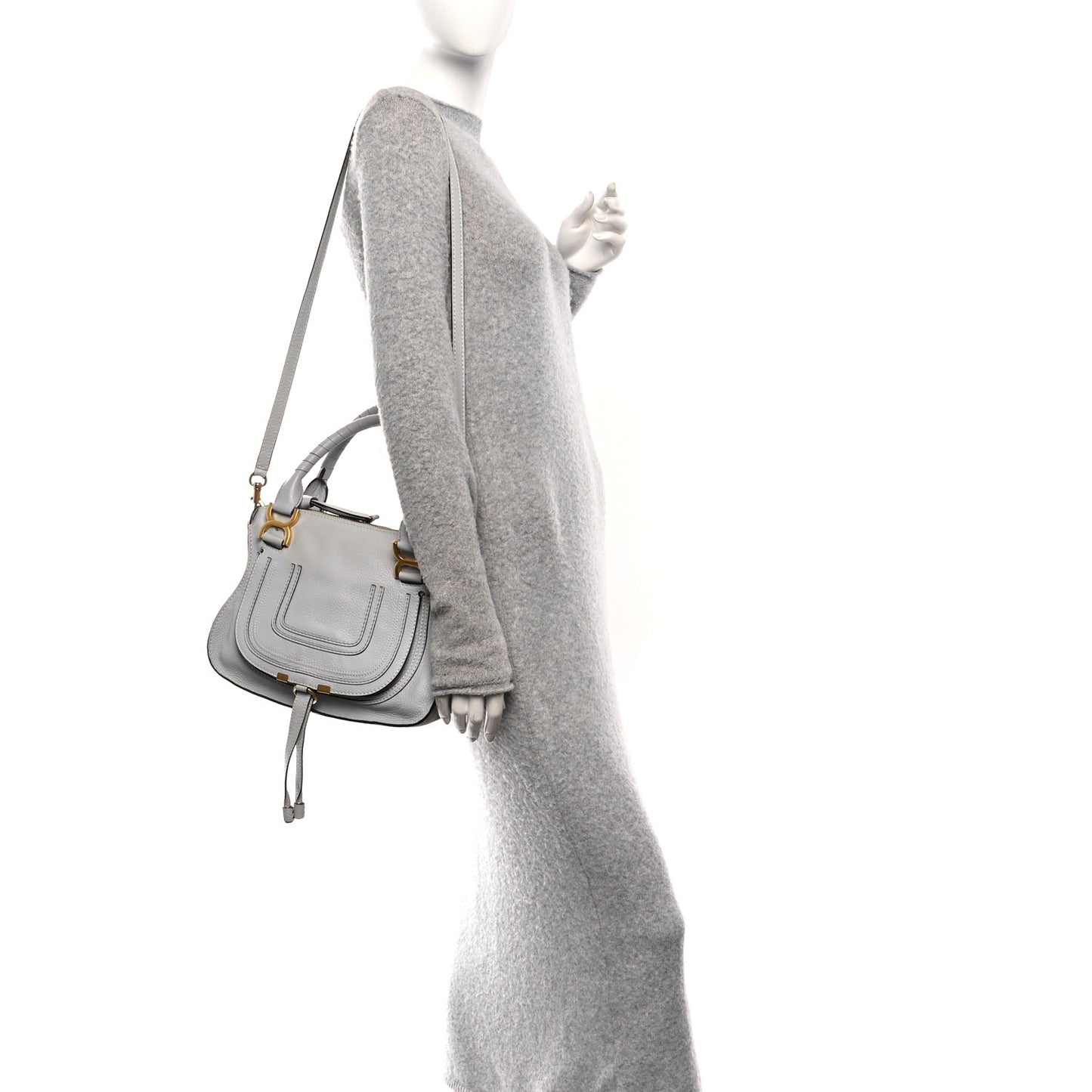 Calfskin Small Marcie Satchel Faded Blue