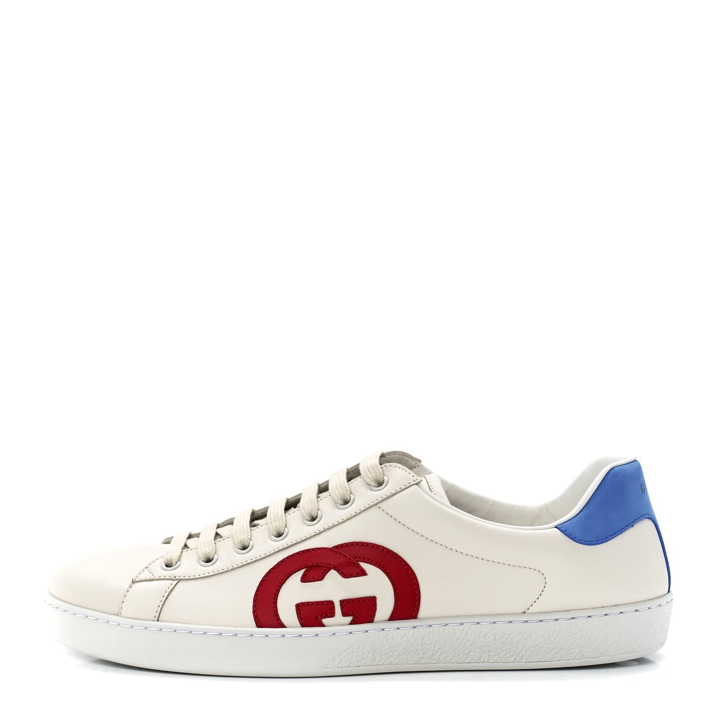Calfskin Nubuck Interlocking G Mens New Ace Sneakers 11.5 Mystic White Hibiscus Red Bright Splash