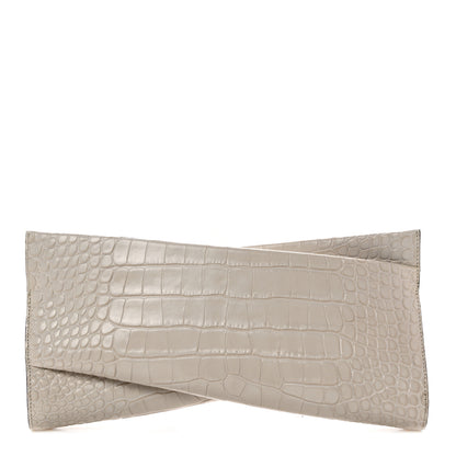 Christian Louboutin Crocodile Embossed Calfskin Loubi Twist Zip Clutch Bag Craie 1 of 10