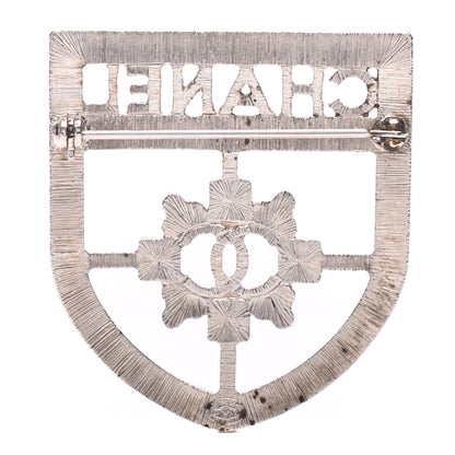 Chanel Swarovski Baguette Crystal CC Shield Brooch Silver 3 of 6