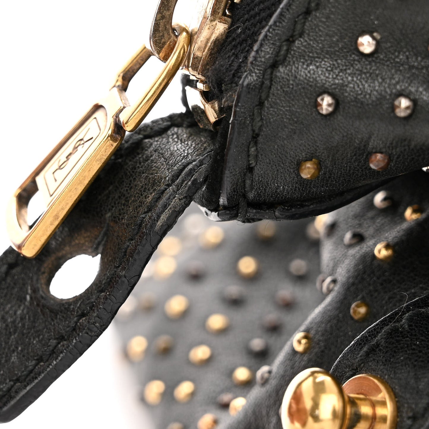 Calfskin Rock Studded Easy Sac Black