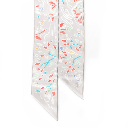 Hermes Silk Isola Di Primavera Twilly Gris Perle Grenadine 4 of 8