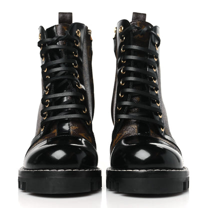 Louis Vuitton Patent Calfskin Monogram Star Trail Ankle Boots 36.5 Black 2 of 8
