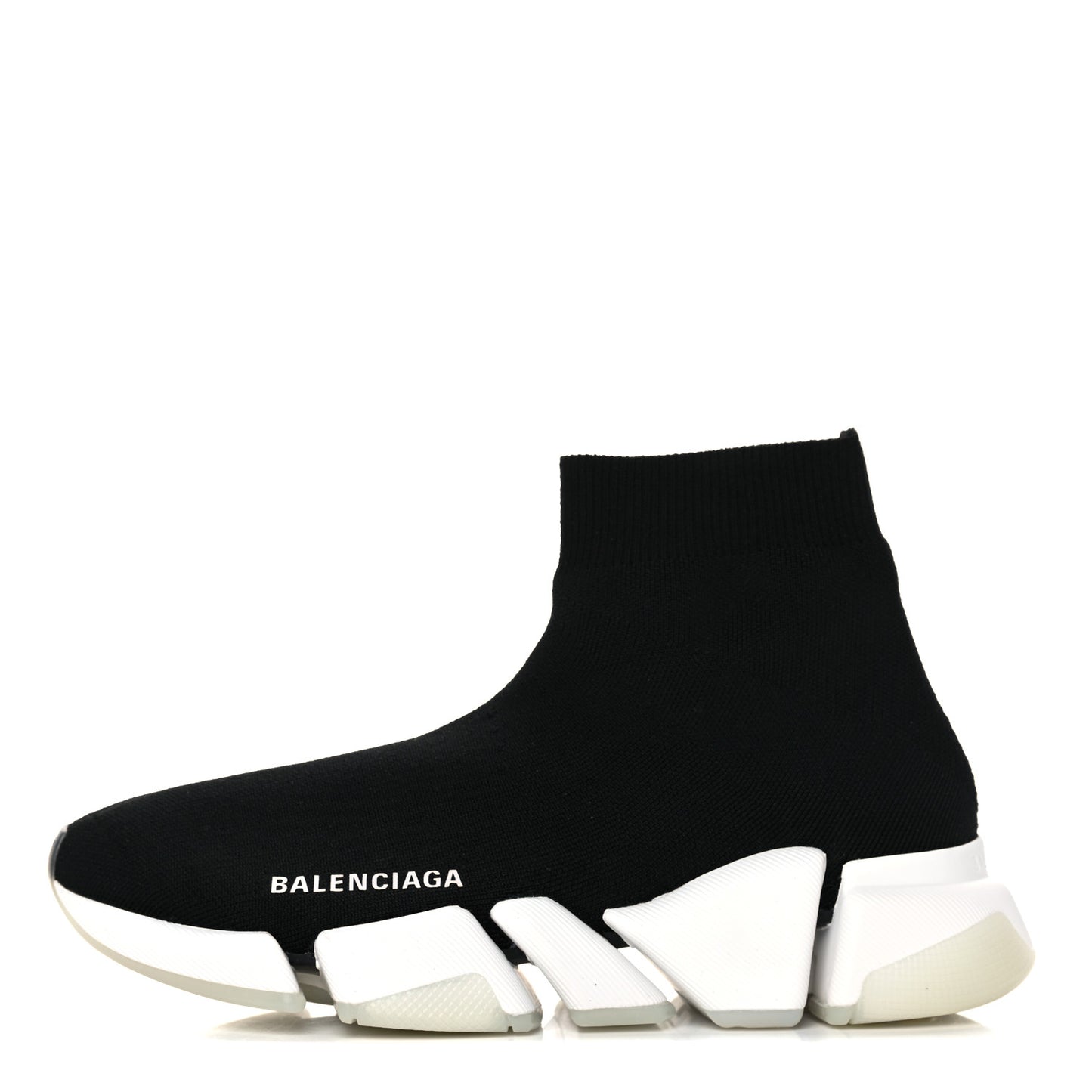 Technical 3D Recycled Knit Bi-Color Womens Speed 2.0 Transparent Sole Sneakers 36 Black White
