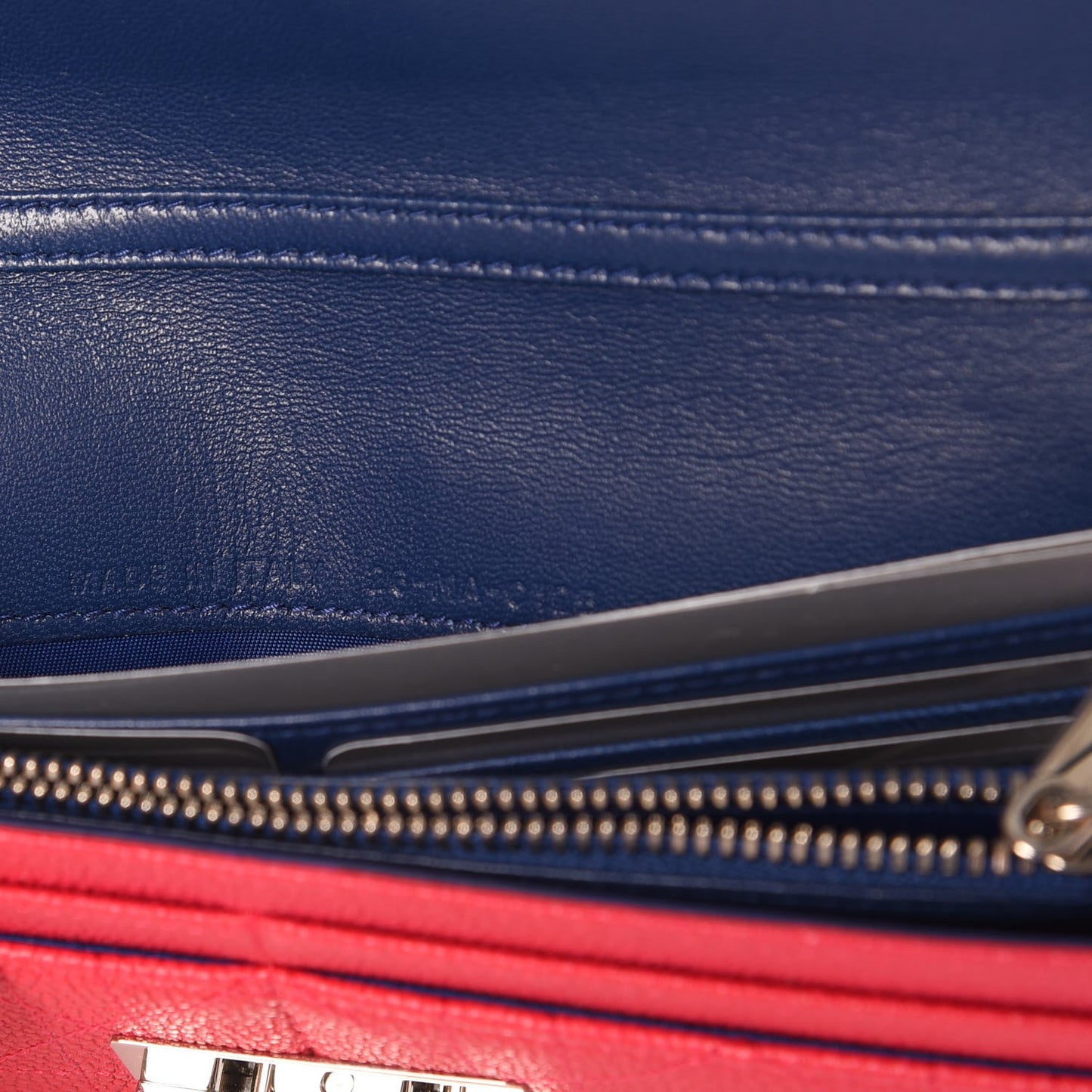 Grained Calfskin Cannage Miss Dior Chain Wallet Fuchsia