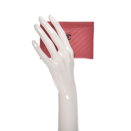 Chanel Caviar Chevron Quilted Card Holder Pink 2 of 8