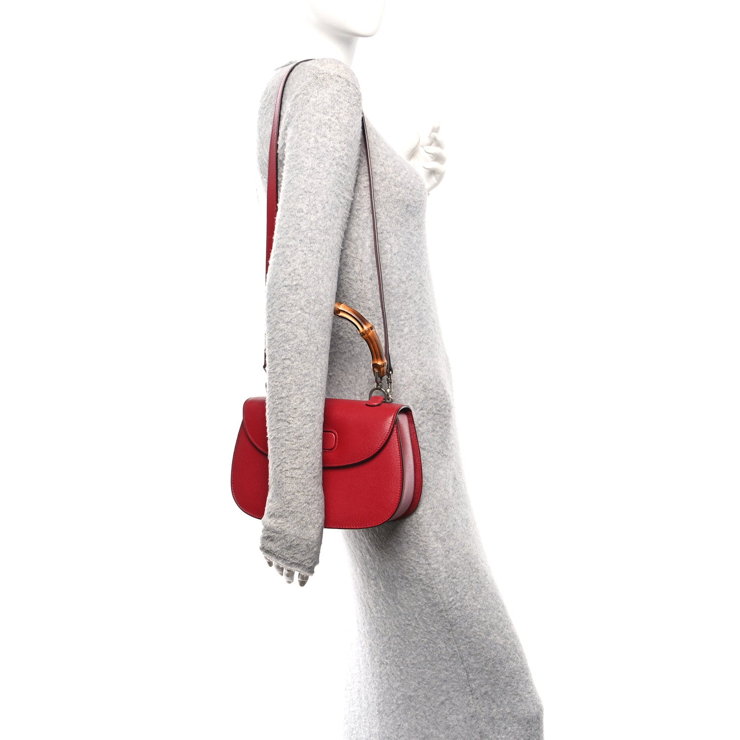 Gucci Shangai Calfskin Small Classic Bamboo Top Handle Bag