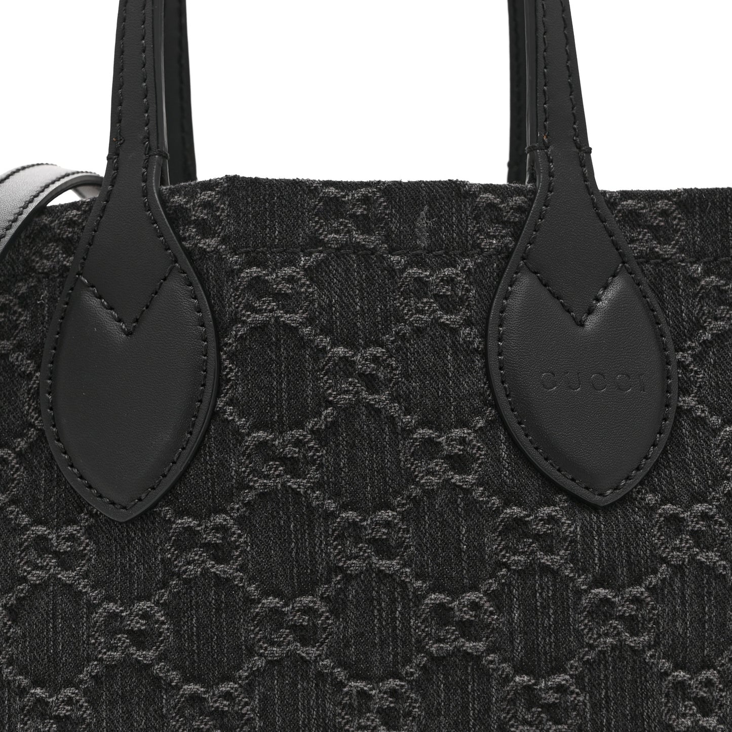 Denim Ophidia GG Monogram Tote Medium Black Grey