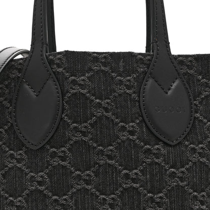 Gucci Denim Ophidia GG Monogram Tote Medium Black Grey 10 of 12