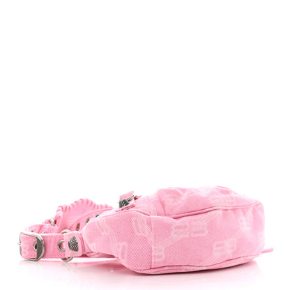 Balenciaga Denim BB Monogram Le Cagole Shoulder Bag XS Pink 5 of 11