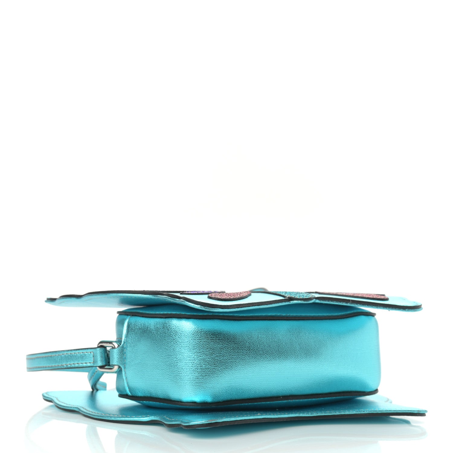 Gucci Metallic Calfskin Childrens Butterfly Bag Blue 4 of 11
