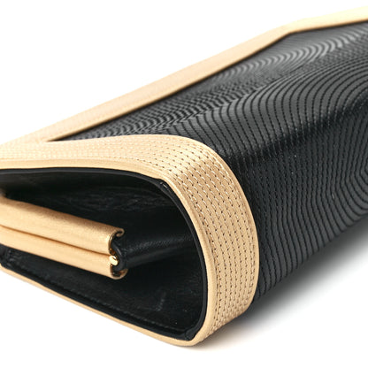 Chanel Lambskin Stitched Clutch Black Gold 10 of 12