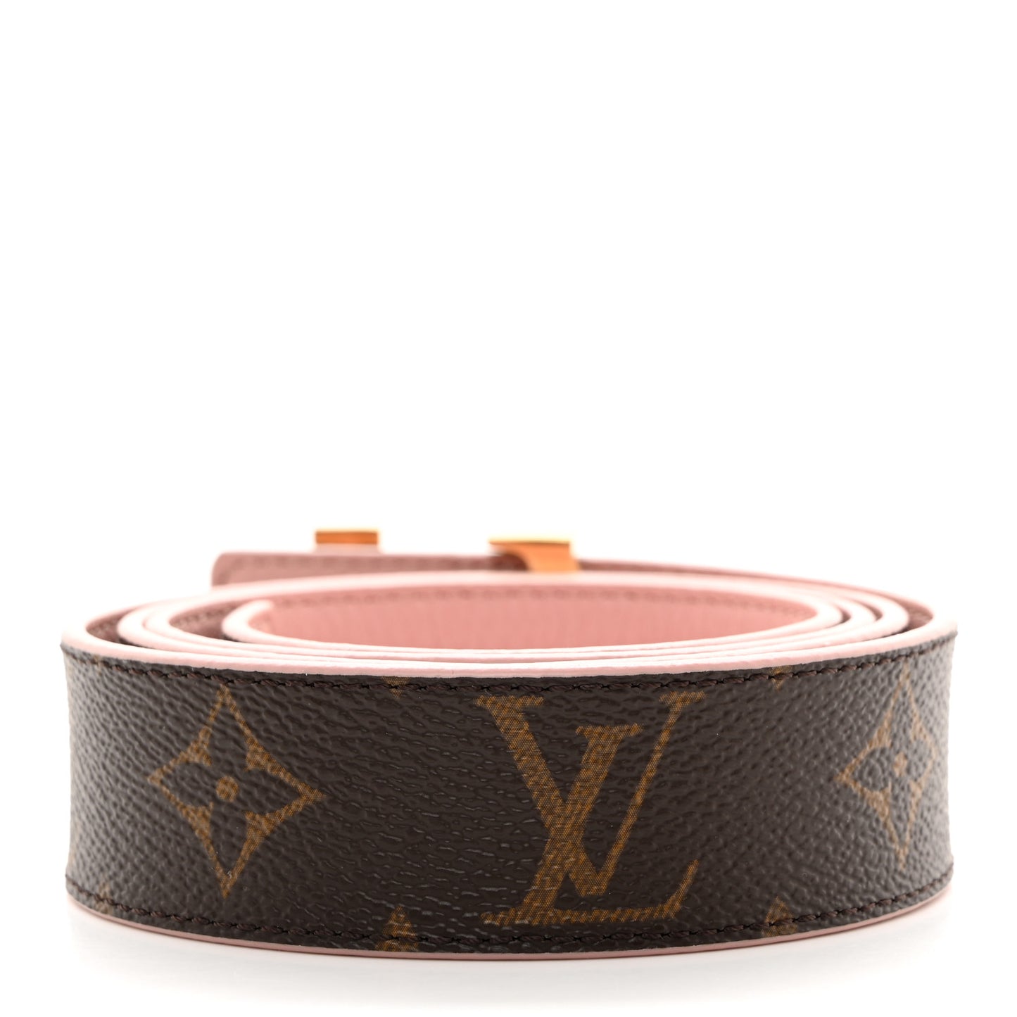 LOUIS VUITTON Calfskin Monogram 30mm LV Initiales Reversible Belt 90 36 Rose Ballerine