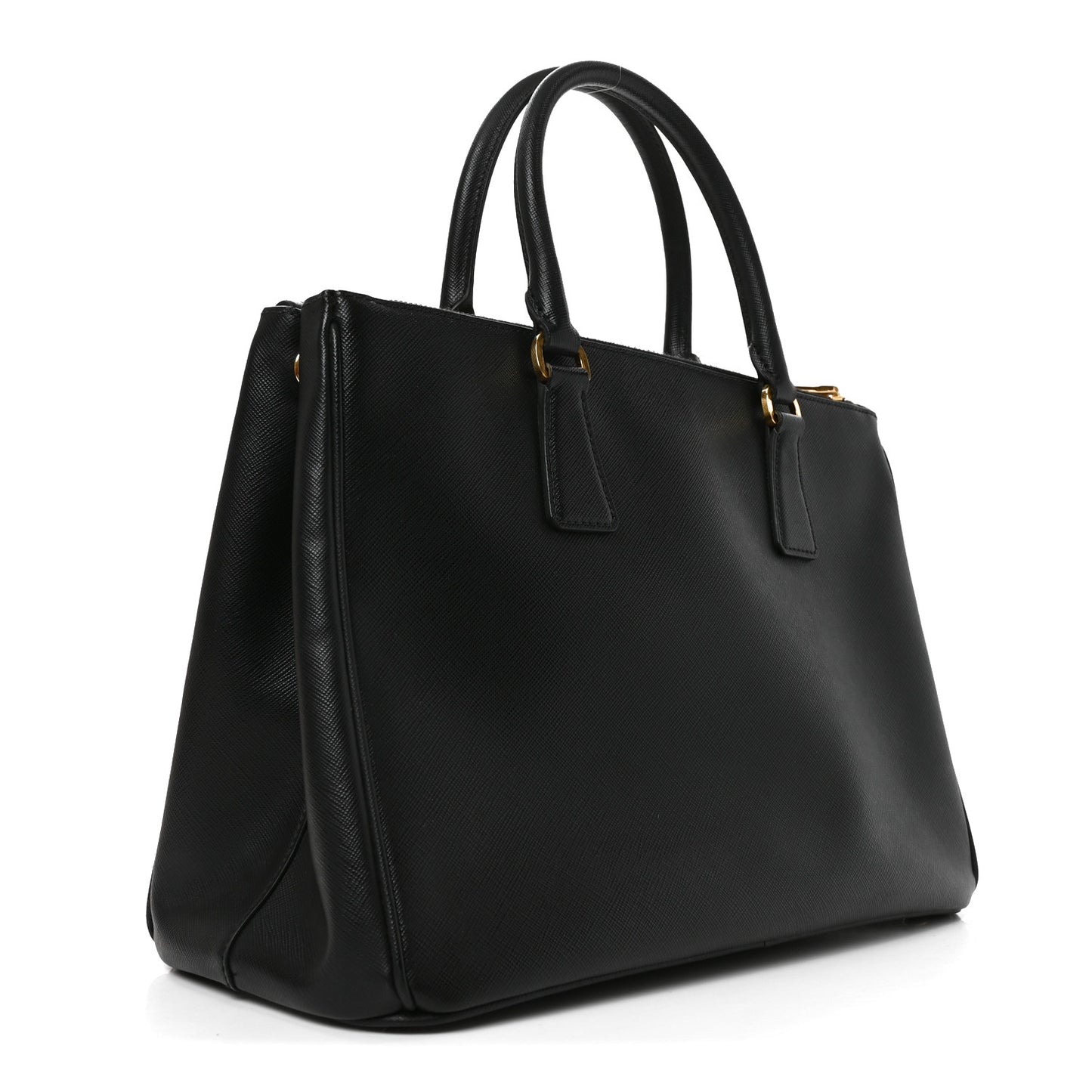 Saffiano Lux Medium Galleria Double Zip Tote Black
