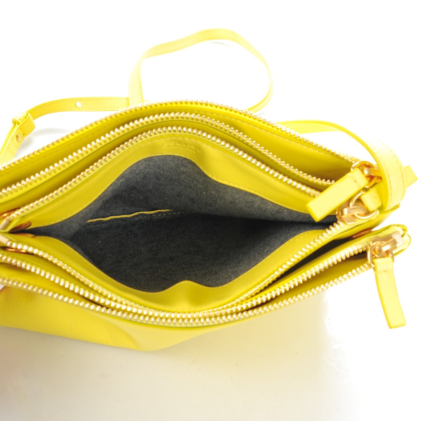 Lambskin Small Trio Crossbody Bag Fluo Yellow
