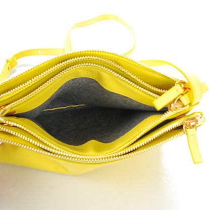 Celine Lambskin Small Trio Crossbody Bag Fluo Yellow 5 of 7