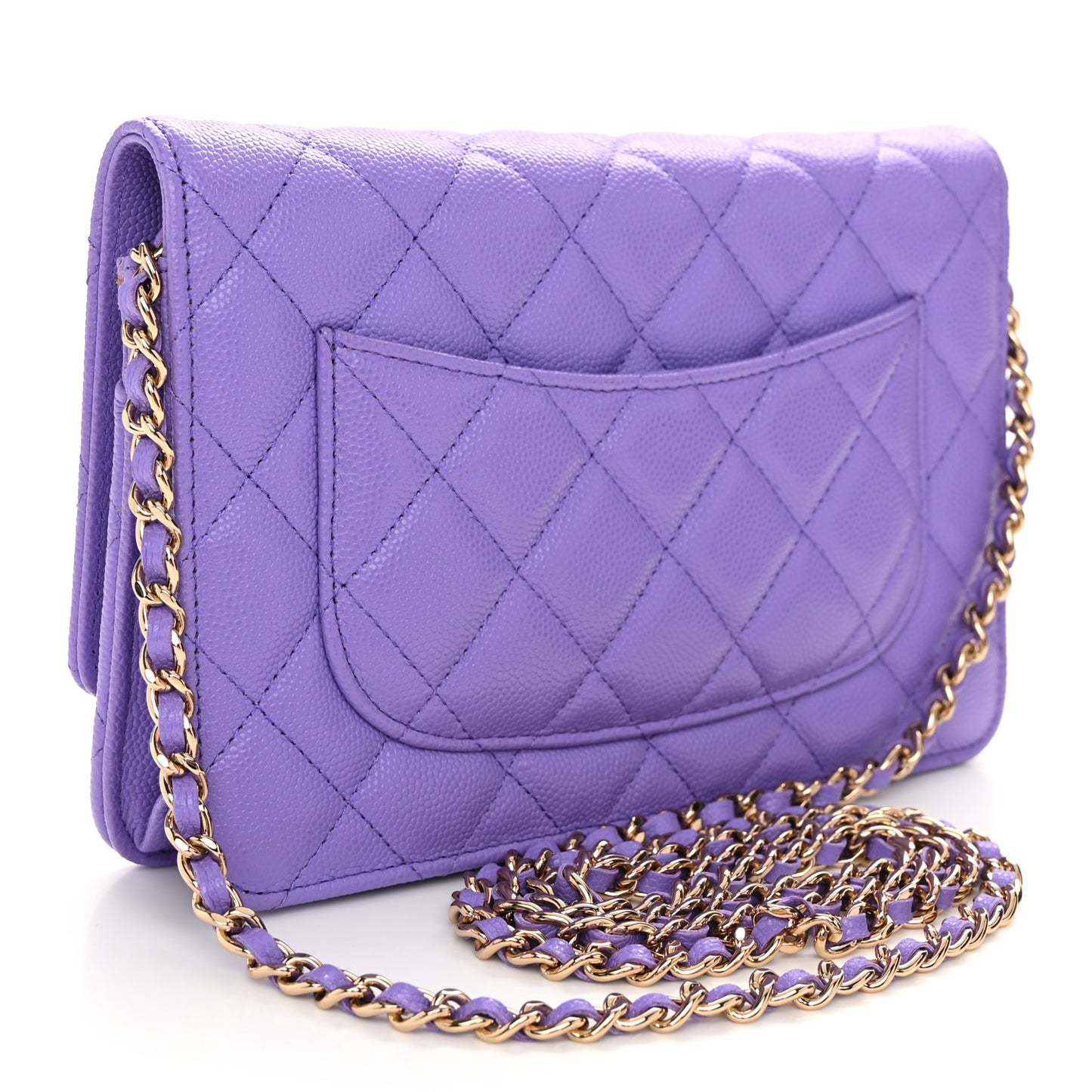 Caviar Quilted Wallet on Chain WOC Purple