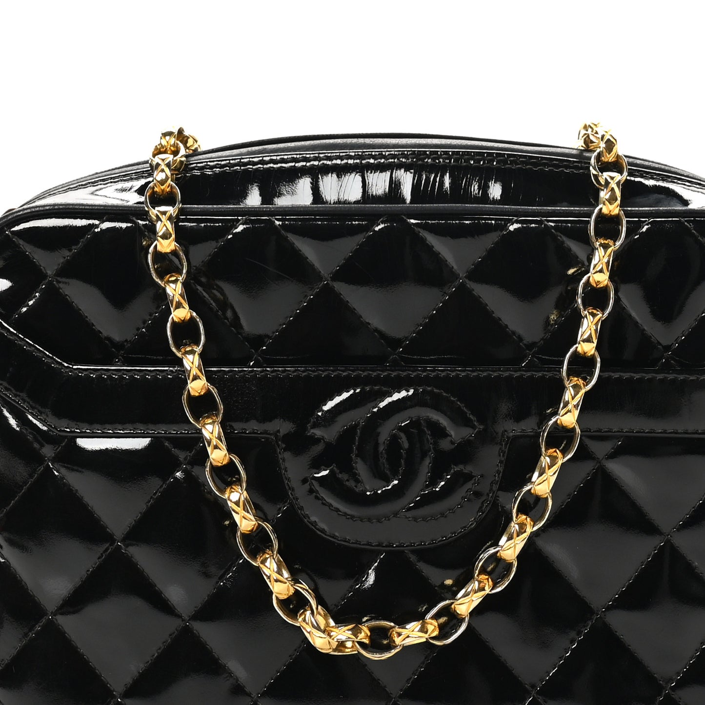Patent Quilted Tassel Camera Case Black