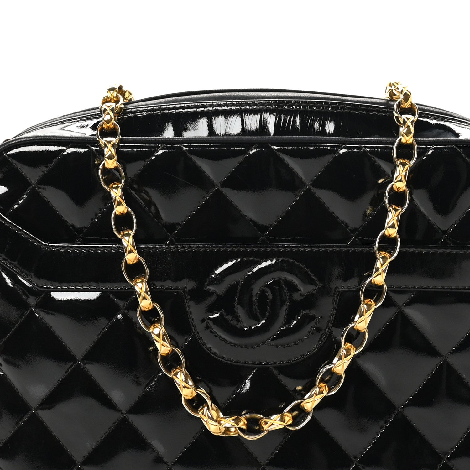 Chanel Patent Quilted Tassel Camera Case Black 8 of 10