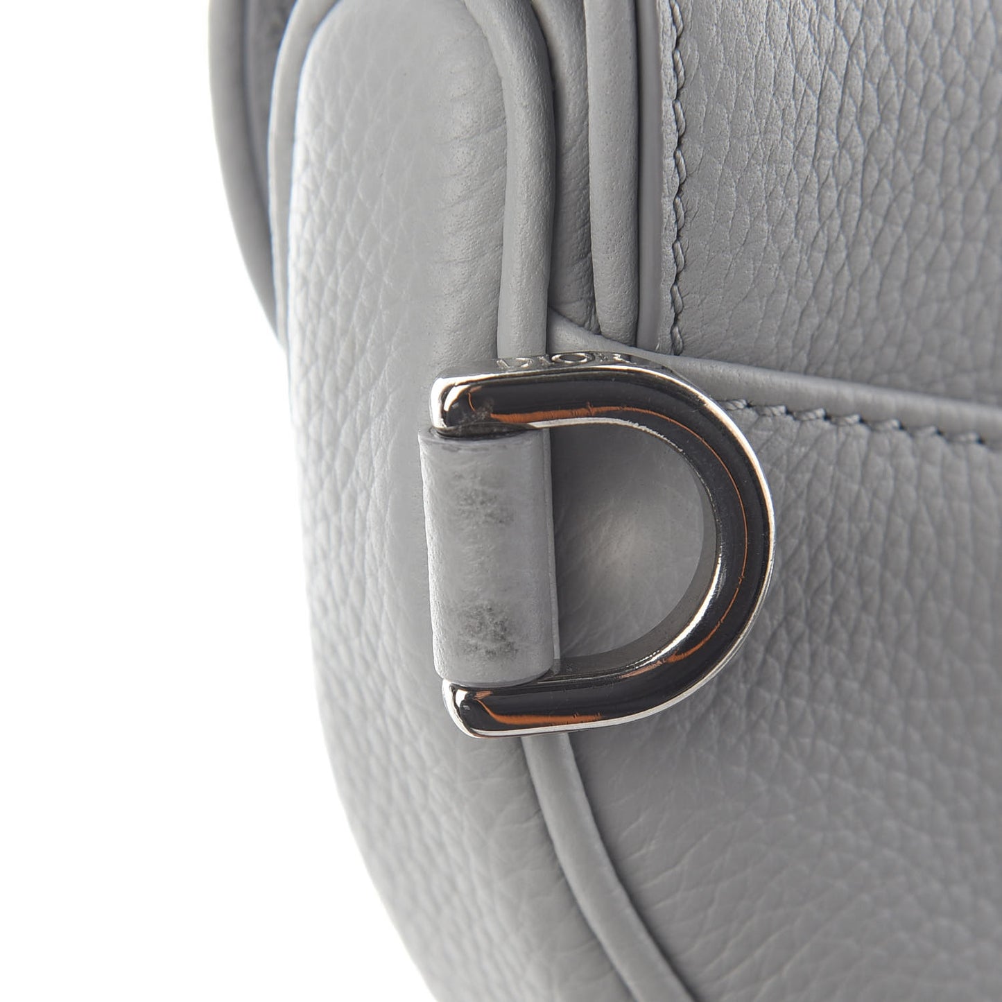 Grained Calfskin Mens Mini Saddle Bag Gray
