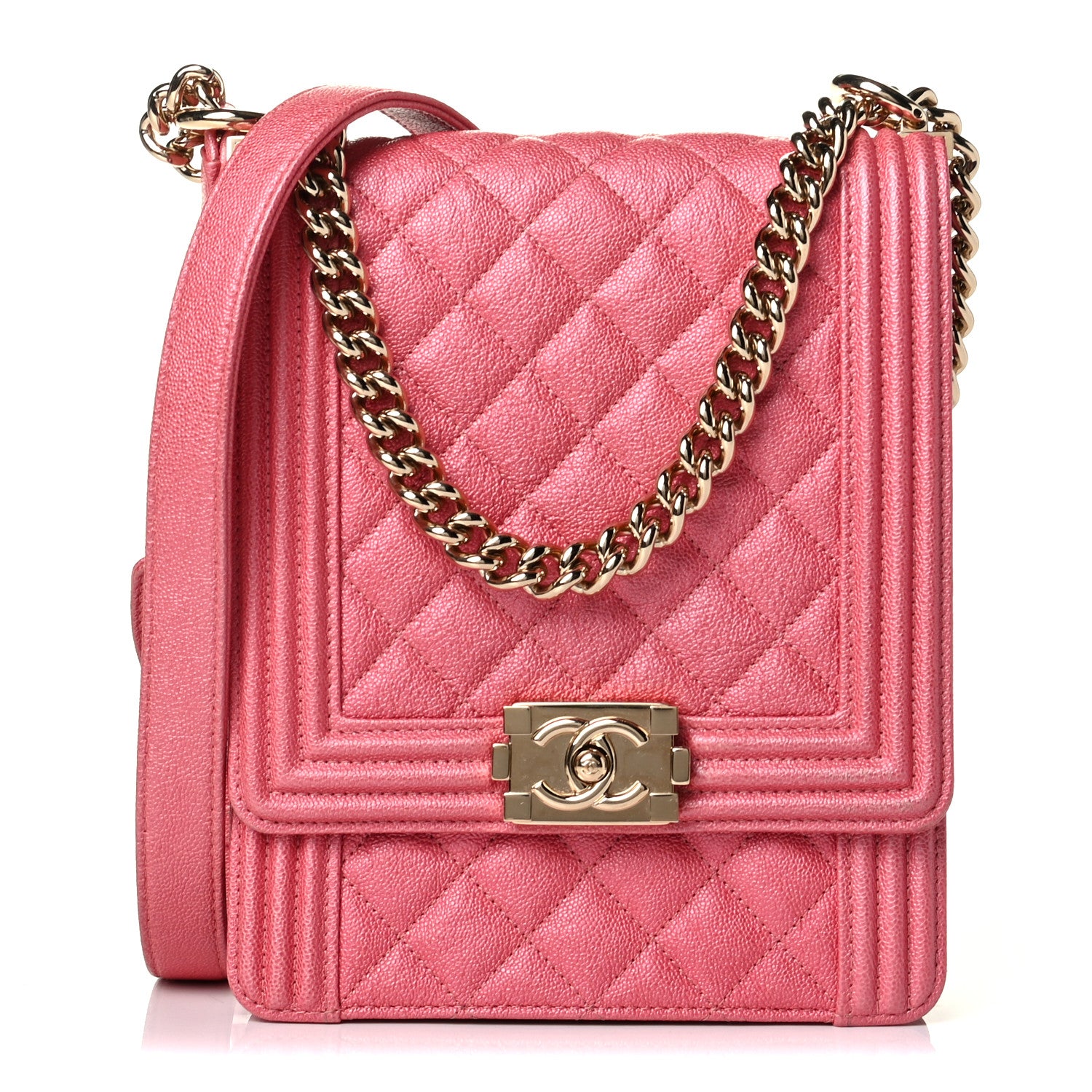 Chanel Caviar Quilted North South Boy Flap Pink 1 of 8