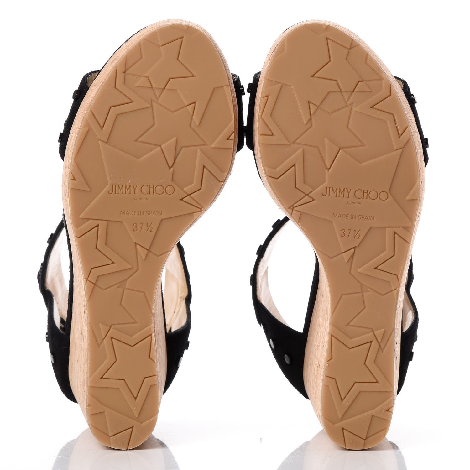Jimmy Choo Suede Studded Cork Nelly 120 Wedges 37.5 Black 7 of 11