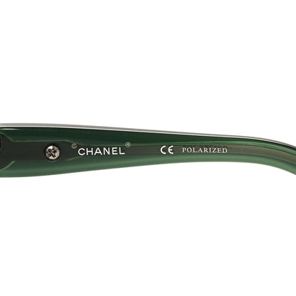Chanel Acetate Polarized Camellia Cat Eye Sunglasses 71165 Green 5 of 8