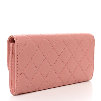 Chanel Lambskin Quilted Large Gusset Flap Wallet Pink 3 of 9