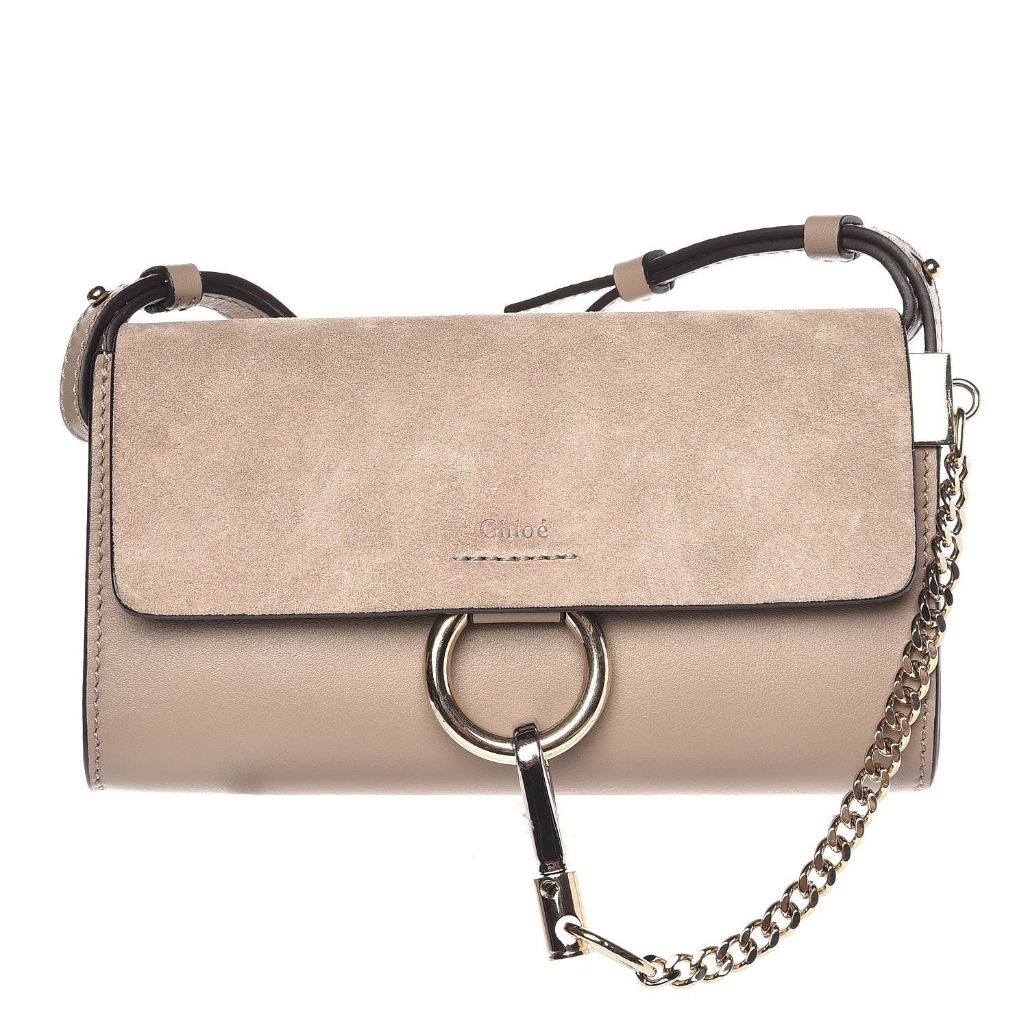 Chloe Suede Calfskin Faye Wallet On Strap Motty Grey 1 of 7