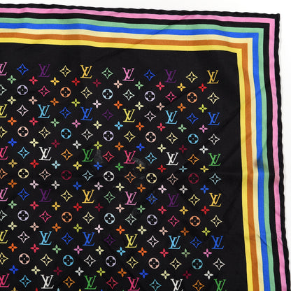 Louis Vuitton Silk Monogram Multicolor Square Scarf Black 5 of 6