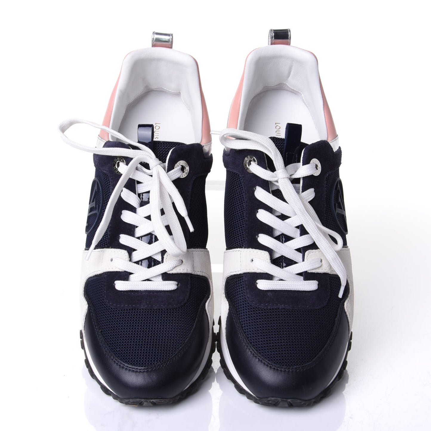Suede Calfskin Run Away Sneakers 38.5 Blue Pink White