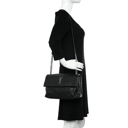 Saint Laurent Grain De Poudre Small West Hollywood Monogram Fold-Over Bag Black 2 of 12