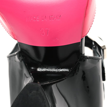 Chanel Patent Calfskin CC Pumps 37 Pink Black 7 of 10