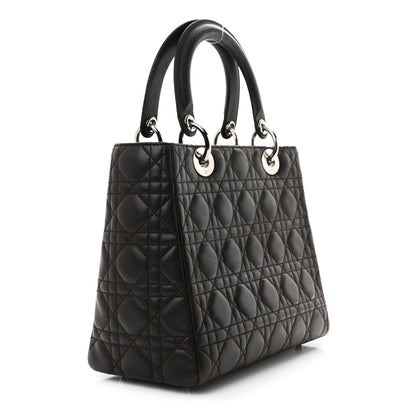 Christian Dior Lambskin Cannage Medium Lady Dior Dark Brown 2 of 12