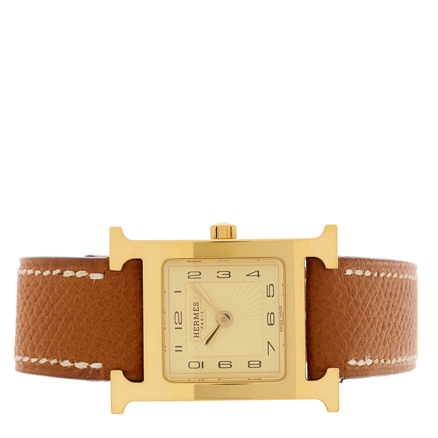 Hermes Stainless Steel Epsom 21mm Heure H Hour Quartz Watch Gold 2 of 4