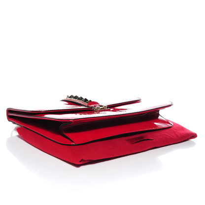 Valentino Garavani Patent Large Glam Lock Rockstud Flap Red 3 of 7