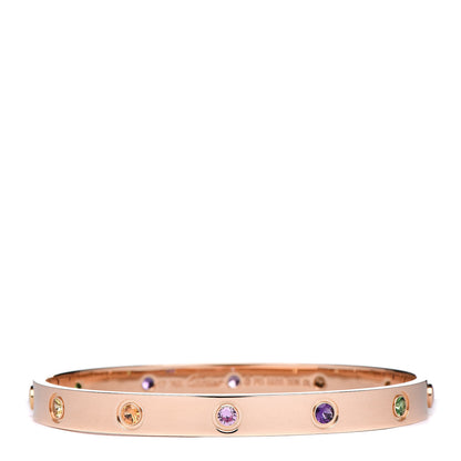 Cartier 18K Pink Gold Sapphire Garnet Amethyst LOVE Bracelet 17 1 of 8