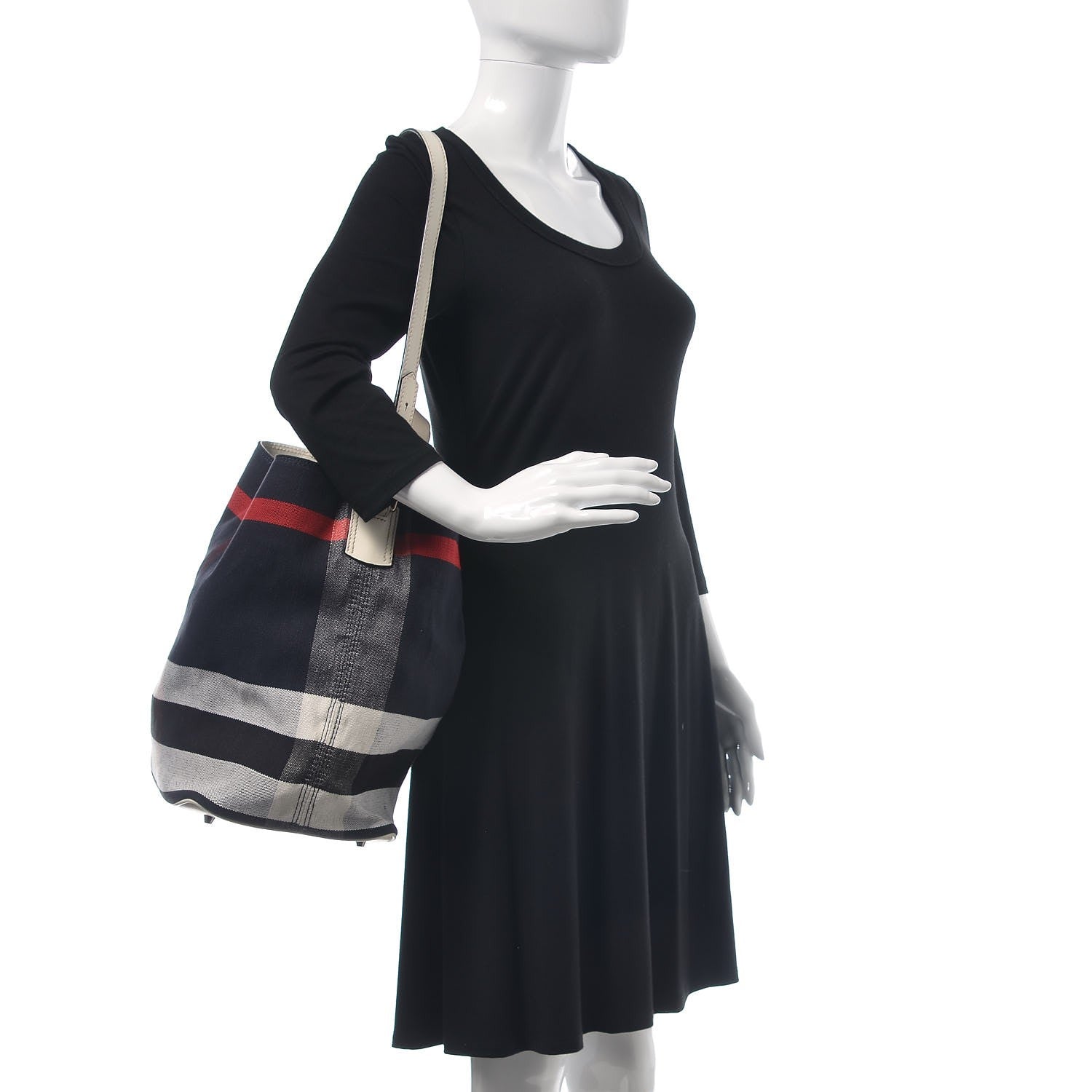 Burberry Canvas Mega Check Medium Ashby Hobo White 2 of 9
