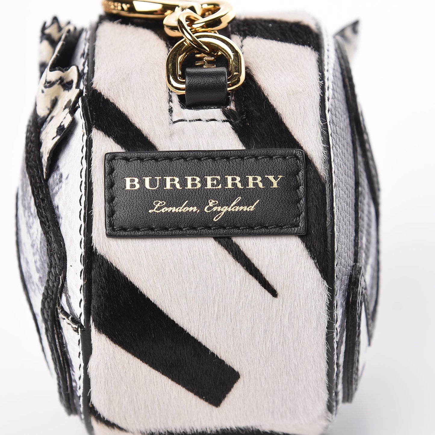 Snakeskin Calf Hair Zip Round Coin Purse Black