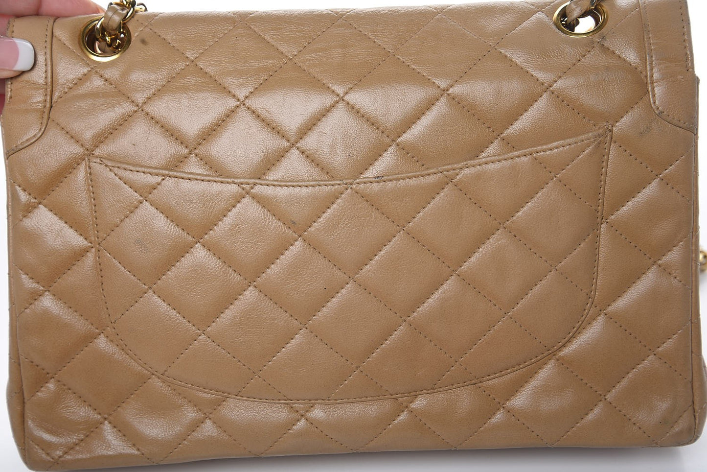 Lambskin Quilted Medium Single Flap Beige