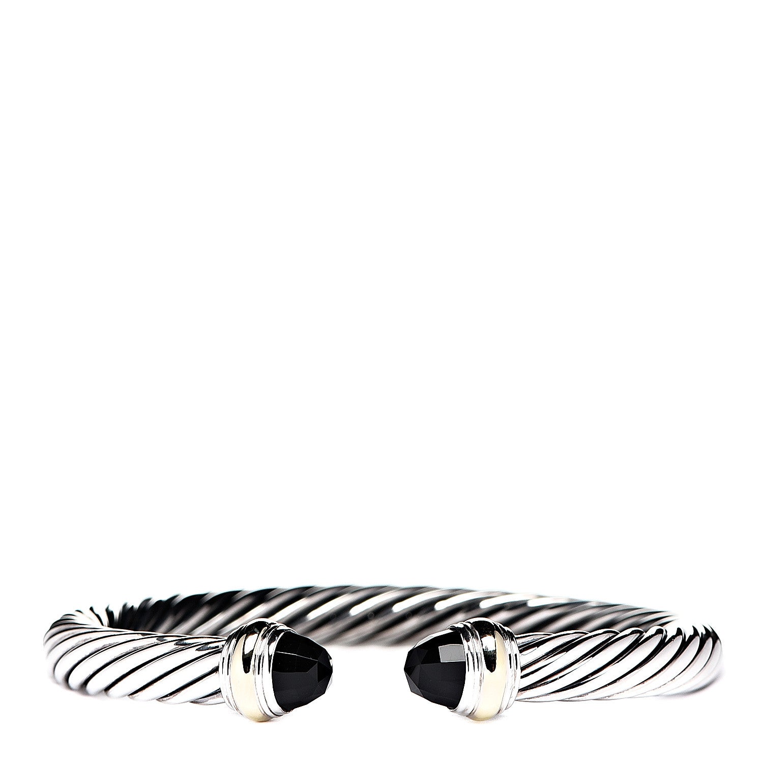 David Yurman Sterling Silver 14K Yellow Gold Black Onyx 7mm Cable Classics Bracelet 1 of 3