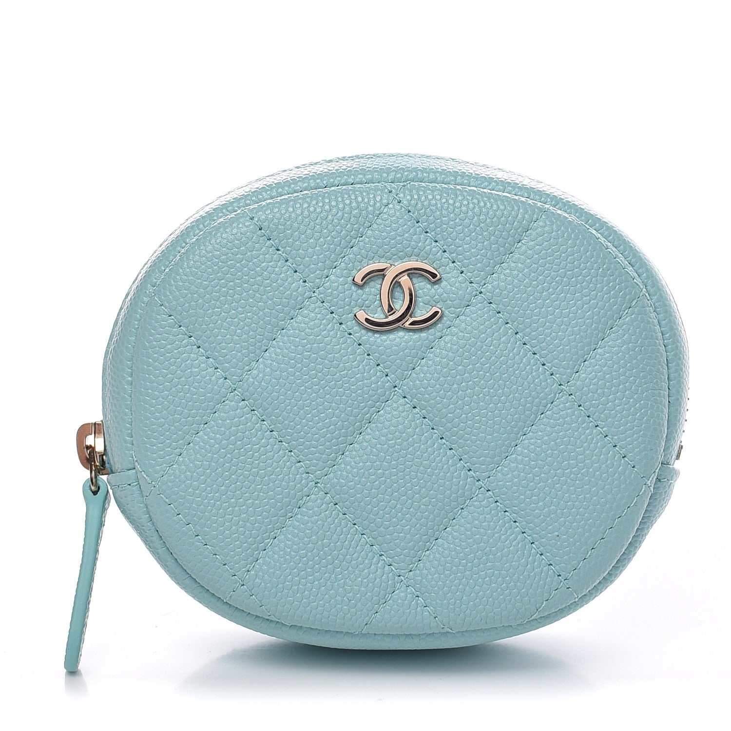 Chanel Caviar Quilted Zip Around Classic Coin Purse Light Blue 1 of 8