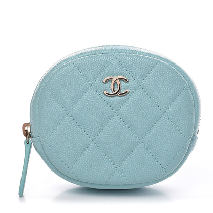 Chanel Caviar Quilted Zip Around Classic Coin Purse Light Blue 1 of 8