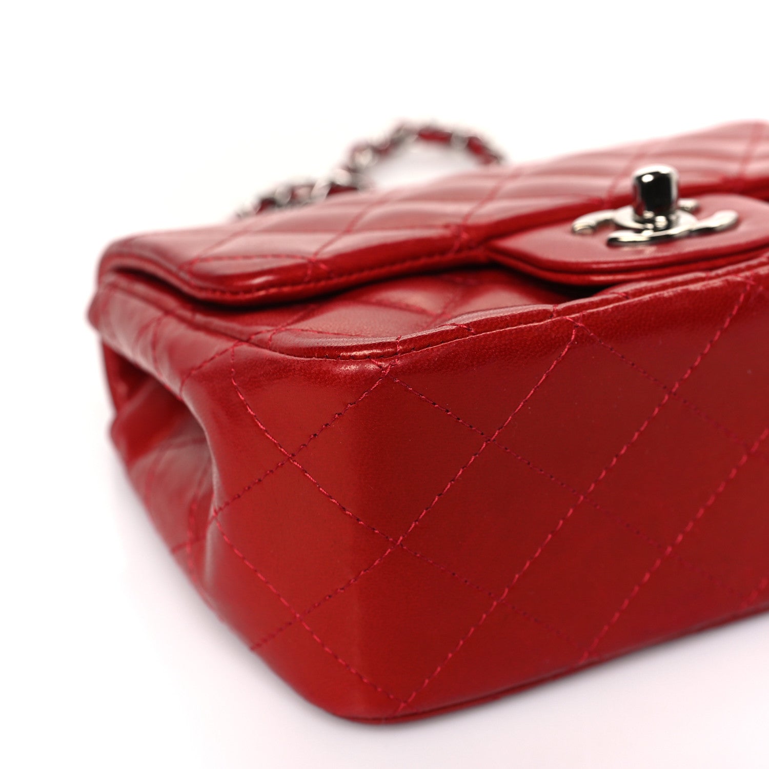 Chanel Lambskin Quilted Mini Square Flap Red 8 of 9