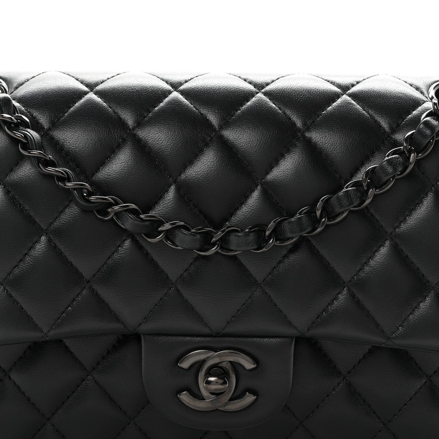 Chanel Lambskin Quilted Medium Double Flap So Black 8 of 11