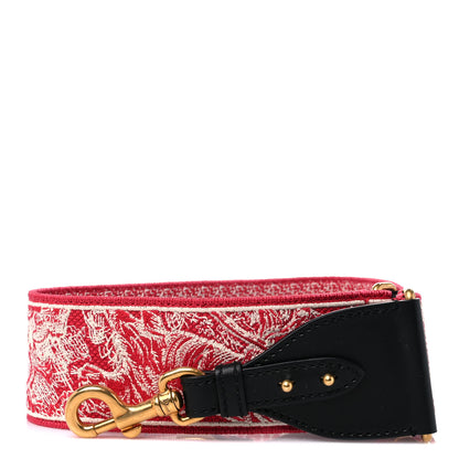 Christian Dior Canvas Embroidered Toile De Jouy Shoulder Strap Red 1 of 5